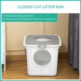 White Enclosed Cat Litter Box - 39H x 44L x 55Wcm - Cat Litter Trays - Purr Wish