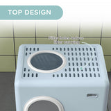 Enclosed Cat Litter Box with Front Entry & Scoop - Light Blue - Cat Litter Trays - Purr Wish