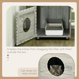 2-in-1 Cat Litter Box and Cat Tree House, Scratching Posts - Grey - Cat Litter Trays - Purr Wish