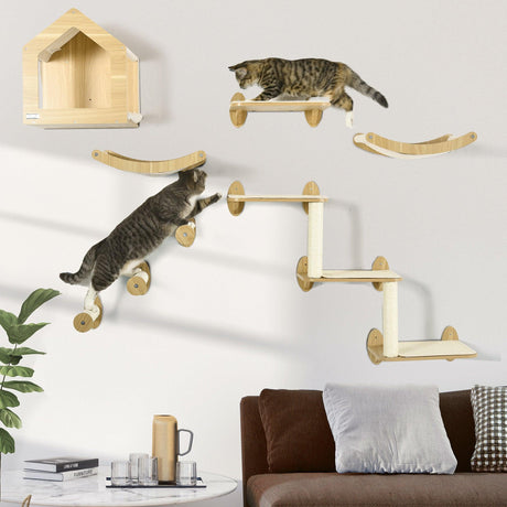 8-piece Cat Wall Shelves Set, Condo, Scratching Posts, for Indoor Cats - Cat Walls - Purr Wish