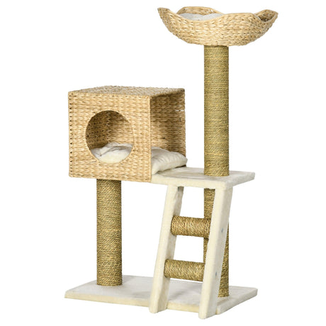 Cat Tower with Scratching Posts, Cat House, 100.5cm - Natural - Cat Trees - Purr Wish