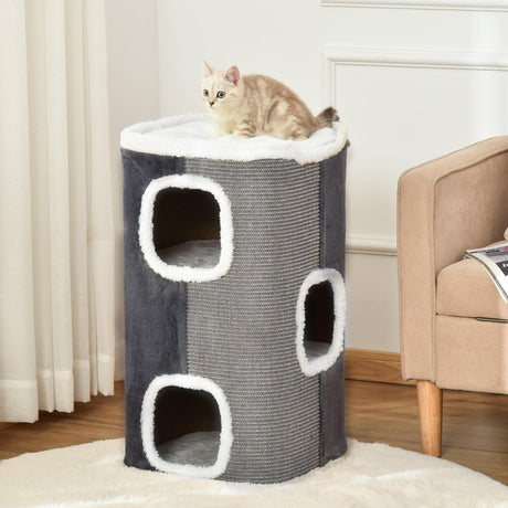 Cat Barrel with Plush Interior, 74Hcm- Grey - Cat Scratchers - Purr Wish