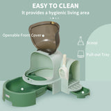 Cat Litter Box with Drawer Pans, Scoop - Green - Cat Litter Trays - Purr Wish