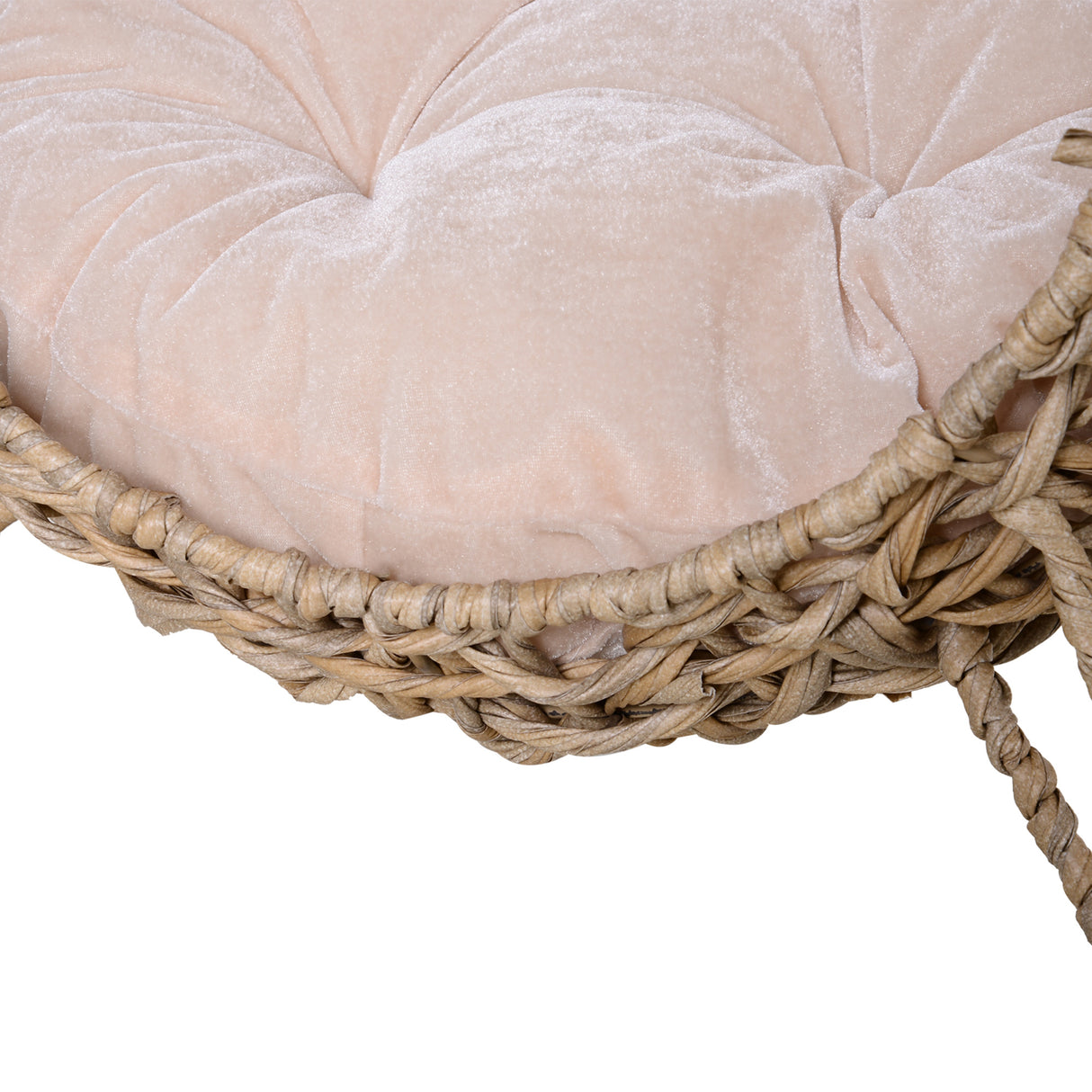 Ball-Shaped Rattan Elevated Cat Basket with Three Tripod Legs, Natural Wood Finish