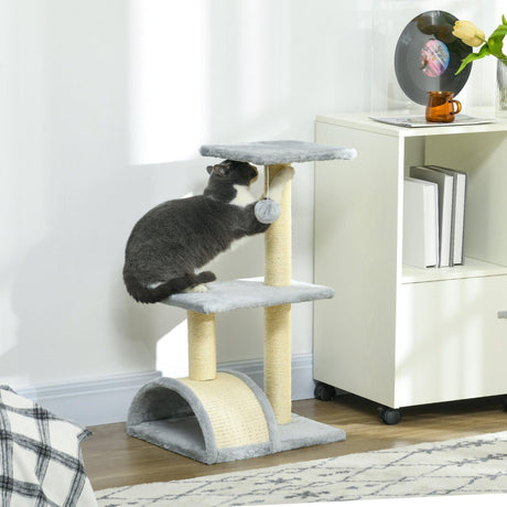 Multi-level Cat Tree with Sisal Scratching Post, 72cm - Light Grey - Cat Trees - Purr Wish