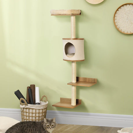 Wall-Mounted Functional Cat Shelf with Condo - Cat Walls - Purr Wish