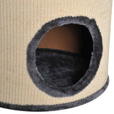 Plush Cat Tree Barrel Scratcher, 70h-cm - Beige/Grey - Cat Trees - Purr Wish