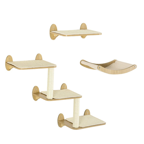 3-Piece Oak Cat Shelf Set with Jumping Platforms - Cat Walls - Purr Wish