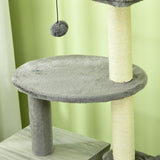 2-in-1 Cat Litter Box and Cat Tree House, Scratching Posts - Grey - Cat Litter Trays - Purr Wish