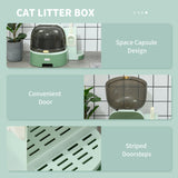 Cat Litter Box with Drawer Pans, Scoop - Green - Cat Litter Trays - Purr Wish