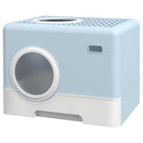 Enclosed Cat Litter Box with Front Entry & Scoop - Light Blue - Cat Litter Trays - Purr Wish