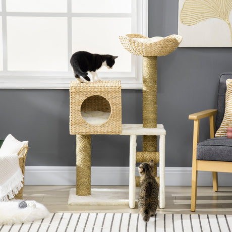 Cat Tower with Scratching Posts, Cat House, 100.5cm - Natural - Cat Trees - Purr Wish