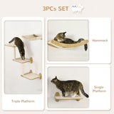 3-Piece Oak Cat Shelf Set with Jumping Platforms - Cat Walls - Purr Wish