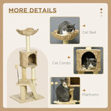 Multi-level Cat Tree Tower w/ Scratchers, Cat House, 116cm - Beige - Cat Trees - Purr Wish