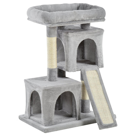 3-Tier Cat Leisure Tree, 83cm - Light Grey - Cat Trees - Purr Wish