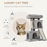 3-Tier Cat Leisure Tree, 83cm - Light Grey - Cat Trees - Purr Wish