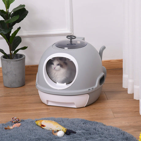 Enclosed Drawer Cat Litter Box - Light Grey - Cat Litter Trays - Purr Wish