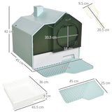 Light Blue Hooded Cat Litter Tray with Scoop - Cat Litter Trays - Purr Wish