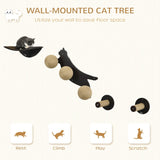 4-Piece Wall Mounted Cat Shelves, Cat-shaped Platform - Tawny Brown - Cat Walls - Purr Wish