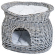 Grey Wicker 2-Tier Cat House with Washable Cushions, 56L x 37W x 40h-cm