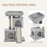 3-Tier Cat Leisure Tree, 83cm - Light Grey - Cat Trees - Purr Wish