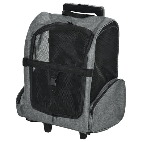 2-In-1 Pet Carrier Backpack with Trolley Portable Travel Bag Grey