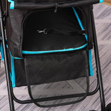 One-Click Fold Pet Stroller Travel Trolley with EVA Wheels - Blue & Black - Cat Carriers & Strollers - Purr Wish