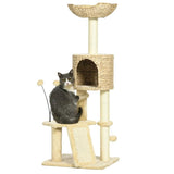 Multi-level Cat Tree Tower w/ Scratchers, Cat House, 116cm - Beige - Cat Trees - Purr Wish