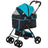 One-Click Fold Pet Stroller Travel Trolley with EVA Wheels - Blue & Black - Cat Carriers & Strollers - Purr Wish