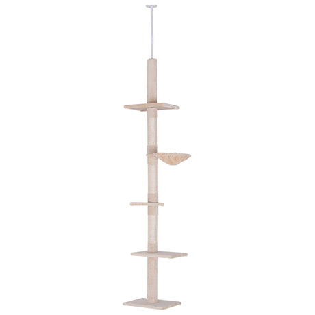 Adjustable Floor to Ceiling Cat Tree, 230-260cm, Beige - Cat Trees - Purr Wish