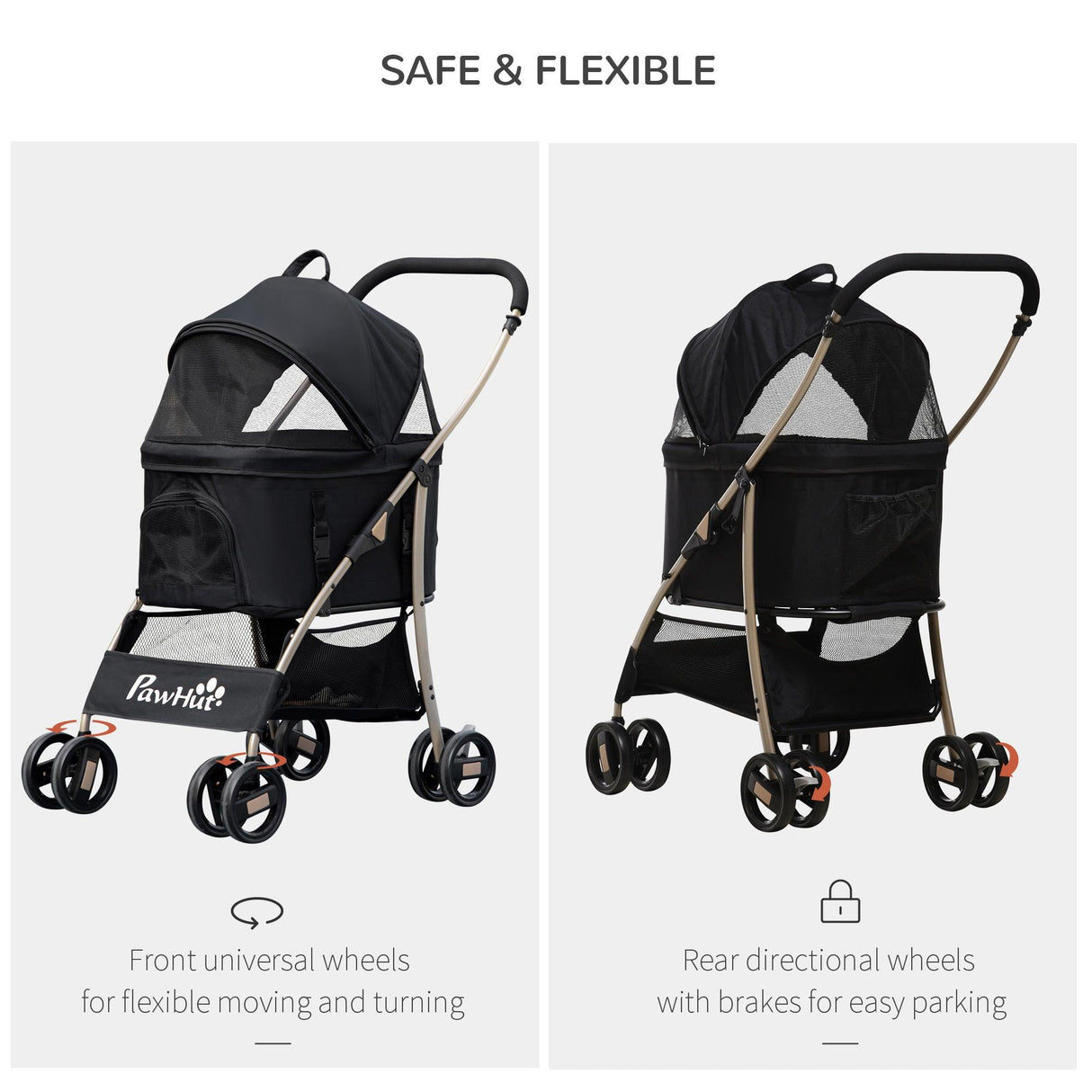 3-in-1 Cat Stroller - Carrier with Universal Wheel, Black - Cat Carriers & Strollers - Purr Wish