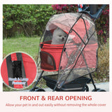 Cat Stroller with Rain Cover and EVA Wheels - Red - Cat Carriers & Strollers - Purr Wish