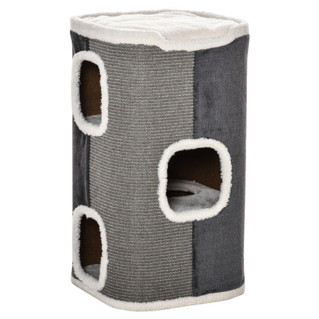 Cat Barrel with Plush Interior, 74Hcm- Grey - Cat Scratchers - Purr Wish