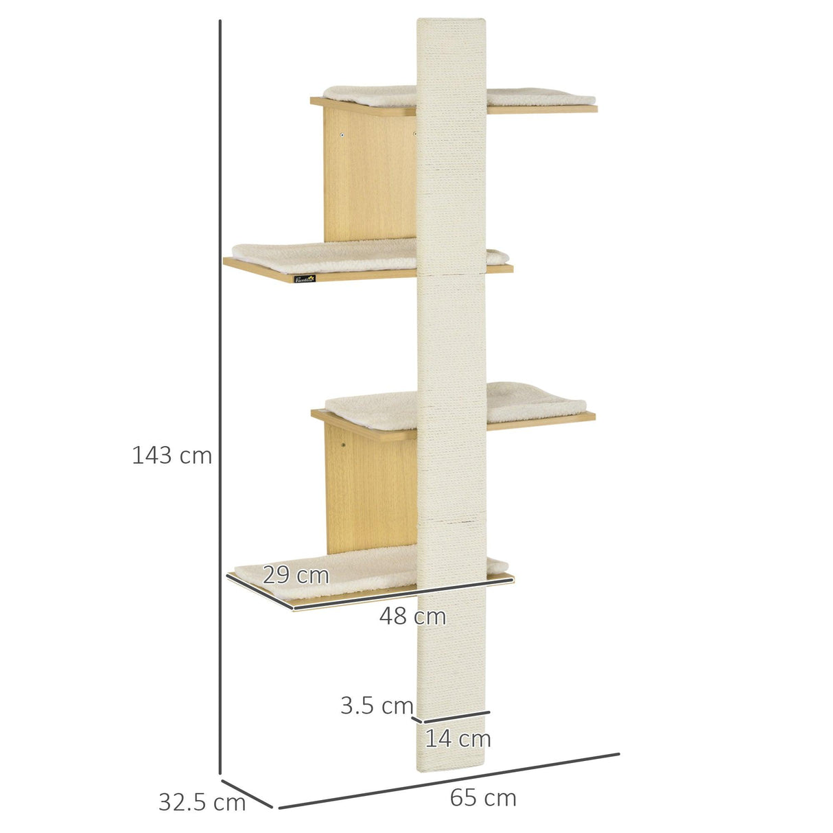 4-Tier Space-Saving Oak Cat Wall Shelf - Cat Walls - Purr Wish