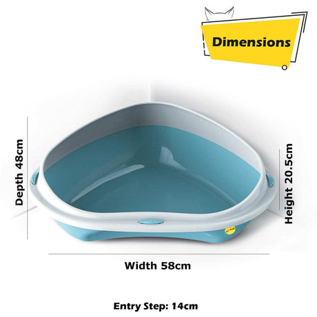 Cat Corner Litter Tray Large or Jumbo Rim Pet Open Toilet Pan Box Cat Centre® - Cat Litter Trays - Purr Wish