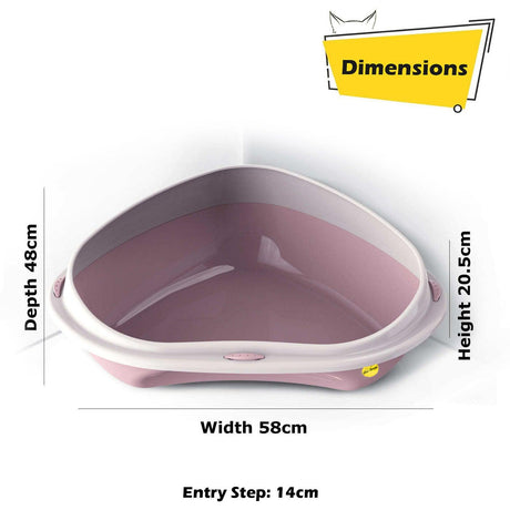 Cat Corner Litter Tray Large or Jumbo Rim Pet Open Toilet Pan Box Cat Centre® - Cat Litter Trays - Purr Wish