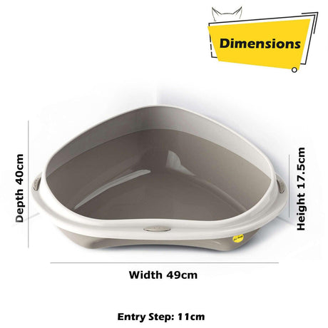 Cat Corner Litter Tray Large or Jumbo Rim Pet Open Toilet Pan Box Cat Centre® - Cat Litter Trays - Purr Wish