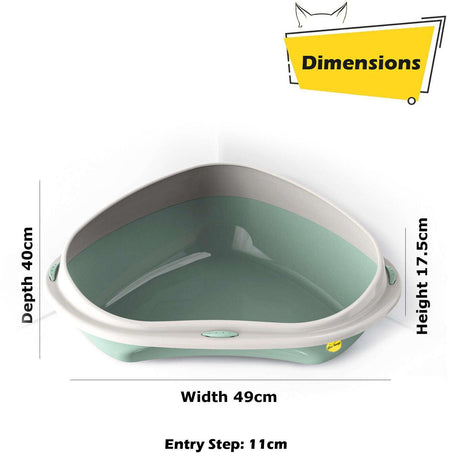 Cat Corner Litter Tray Large or Jumbo Rim Pet Open Toilet Pan Box Cat Centre® - Cat Litter Trays - Purr Wish