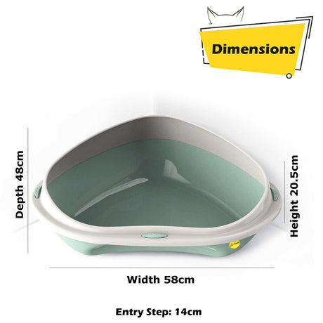 Cat Corner Litter Tray Large or Jumbo Rim Pet Open Toilet Pan Box Cat Centre® - Cat Litter Trays - Purr Wish